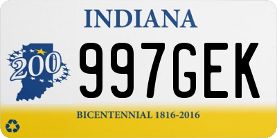 IN license plate 997GEK