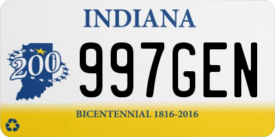 IN license plate 997GEN