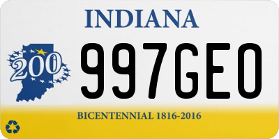 IN license plate 997GEO