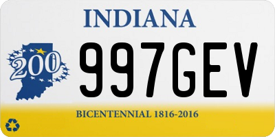 IN license plate 997GEV