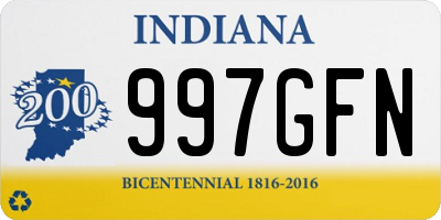 IN license plate 997GFN