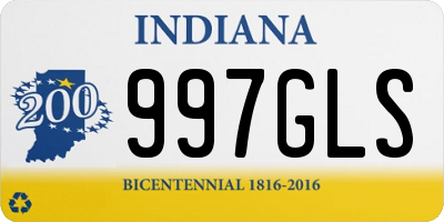 IN license plate 997GLS
