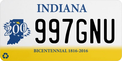 IN license plate 997GNU