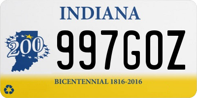 IN license plate 997GOZ