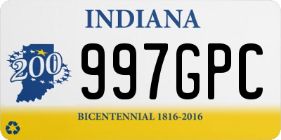 IN license plate 997GPC