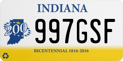 IN license plate 997GSF