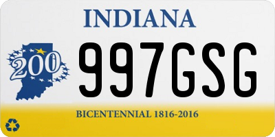 IN license plate 997GSG
