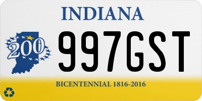 IN license plate 997GST