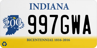 IN license plate 997GWA