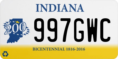 IN license plate 997GWC