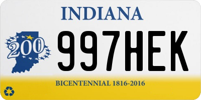 IN license plate 997HEK