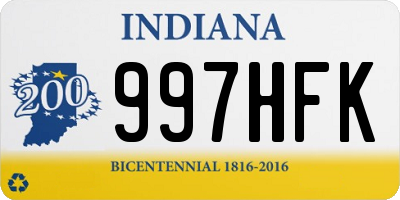 IN license plate 997HFK