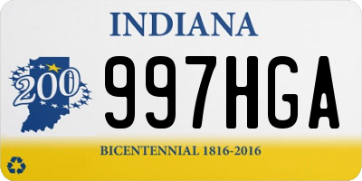 IN license plate 997HGA