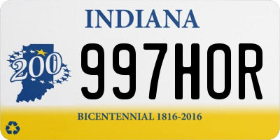 IN license plate 997HOR