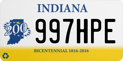 IN license plate 997HPE