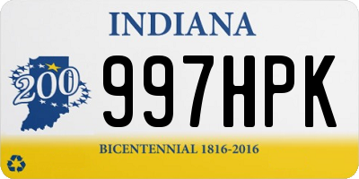 IN license plate 997HPK