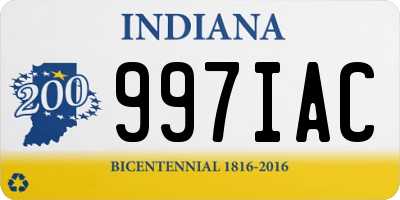 IN license plate 997IAC