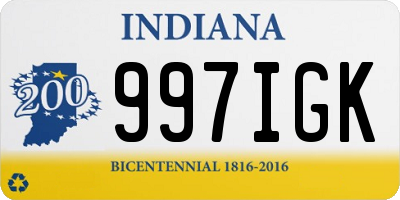 IN license plate 997IGK