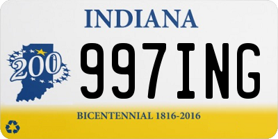 IN license plate 997ING