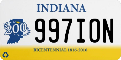 IN license plate 997ION