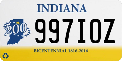 IN license plate 997IOZ