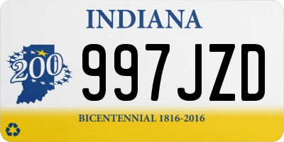 IN license plate 997JZD