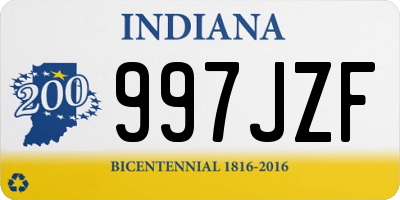 IN license plate 997JZF