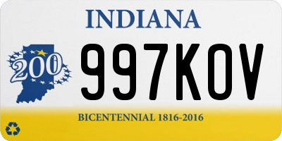 IN license plate 997KOV