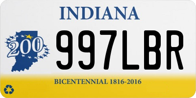 IN license plate 997LBR