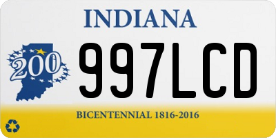 IN license plate 997LCD