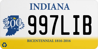 IN license plate 997LIB