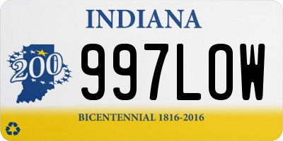 IN license plate 997LOW