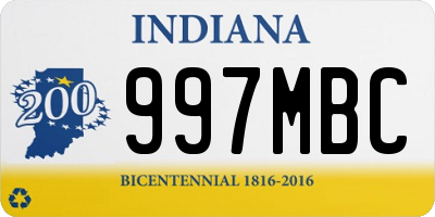 IN license plate 997MBC