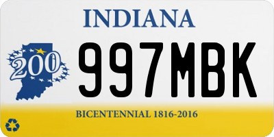 IN license plate 997MBK