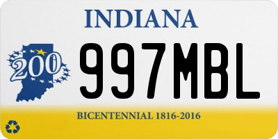 IN license plate 997MBL