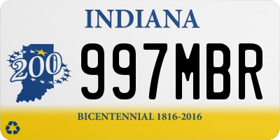 IN license plate 997MBR