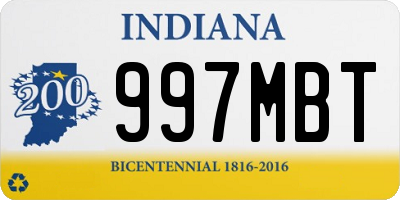 IN license plate 997MBT