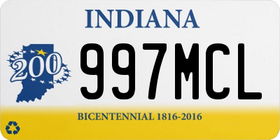 IN license plate 997MCL