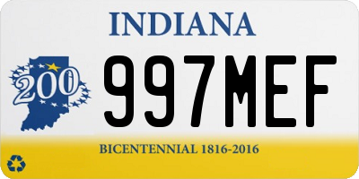 IN license plate 997MEF