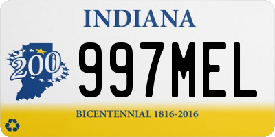 IN license plate 997MEL