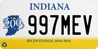 IN license plate 997MEV