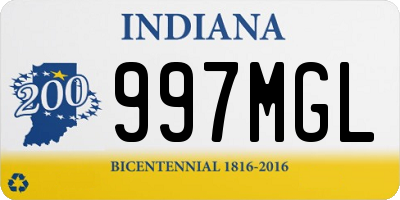 IN license plate 997MGL