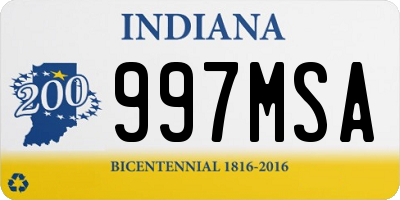 IN license plate 997MSA