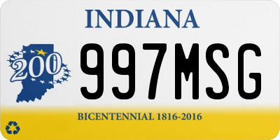 IN license plate 997MSG