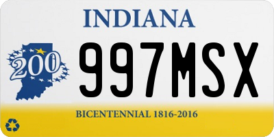 IN license plate 997MSX