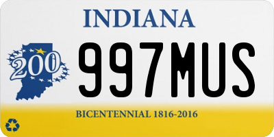 IN license plate 997MUS