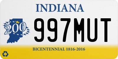 IN license plate 997MUT