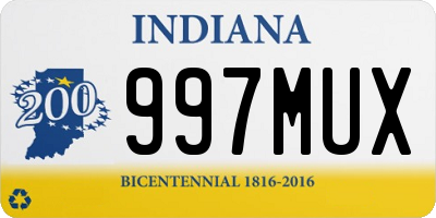 IN license plate 997MUX