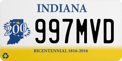 IN license plate 997MVD