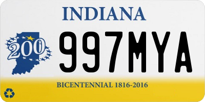 IN license plate 997MYA